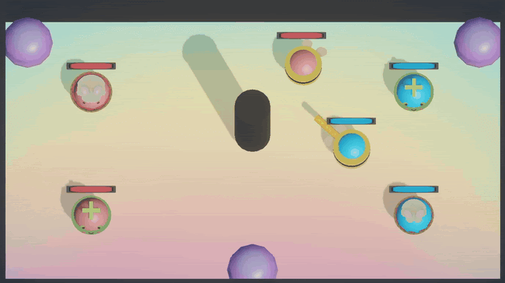 Gameplay animé de Fatal Boing : les boules se propulsent autour d'un trou noir