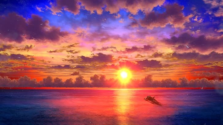 Coucher de soleil sur la mer